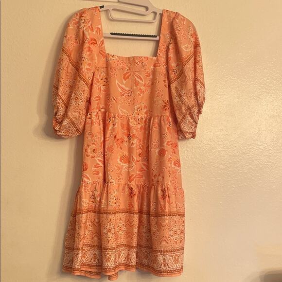 Boho Floral Puff Sleeve Mini Dress – Band of the Free Medium - Picture 1 of 8
